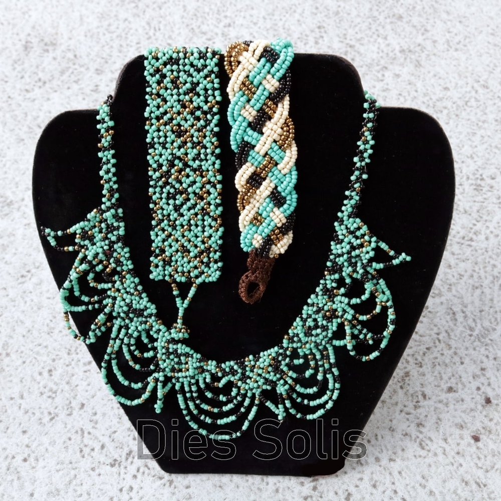 Turquoise and Brown Beaded Jewelry Set